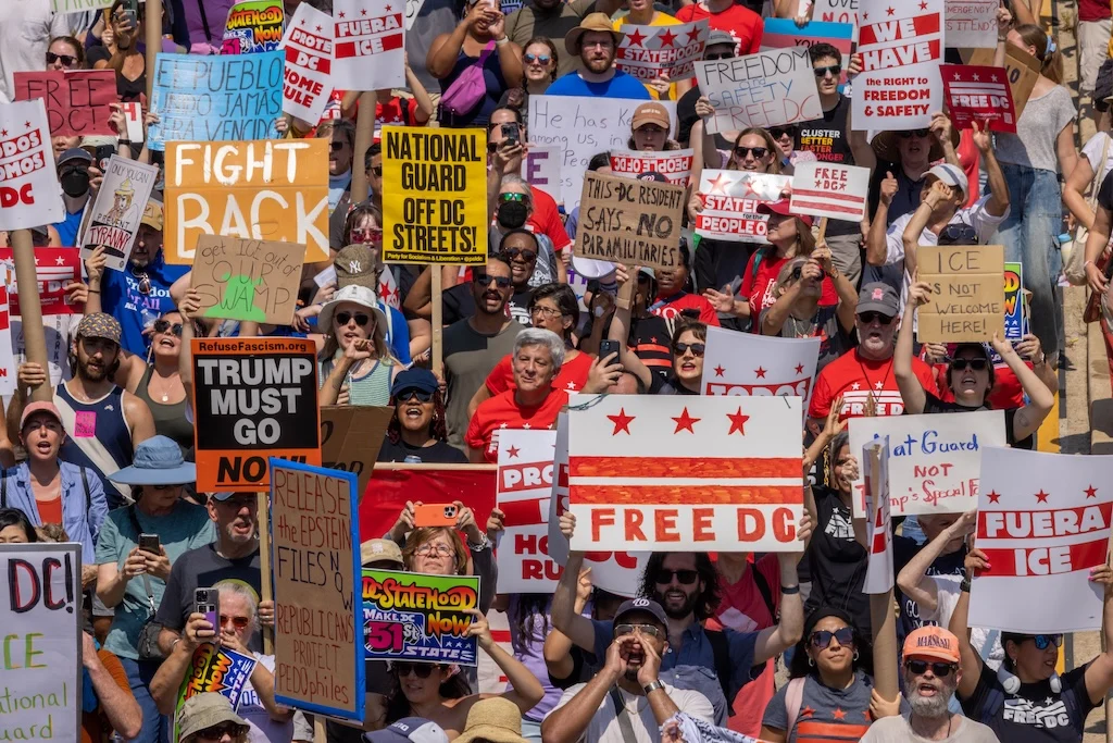 DC residents marching for DC rights and statehood